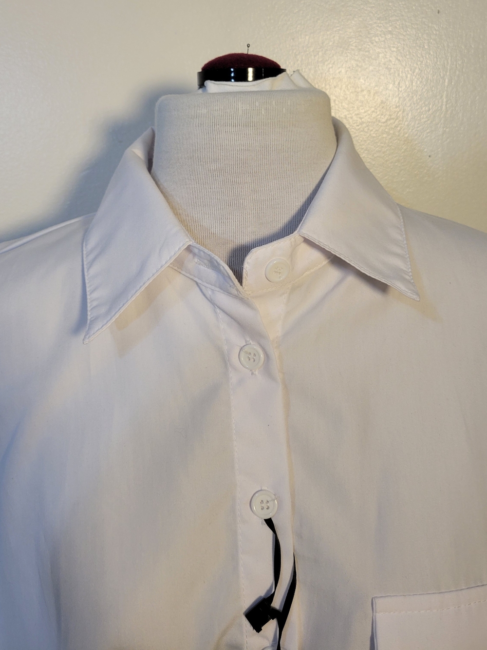 Gold X Teal (Womens L) High Pointed Shoulder Over-sized White Button-Down Shirt - Picture 3 of 10